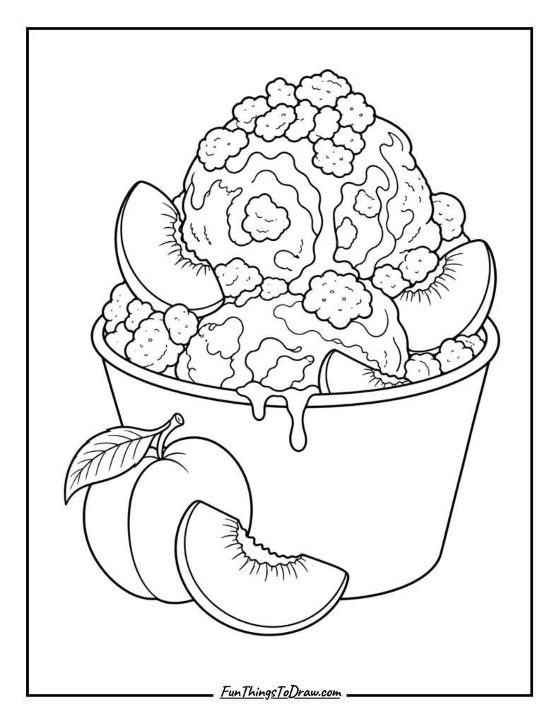 Ginger Peach Cobbler ice cream coloring sheet