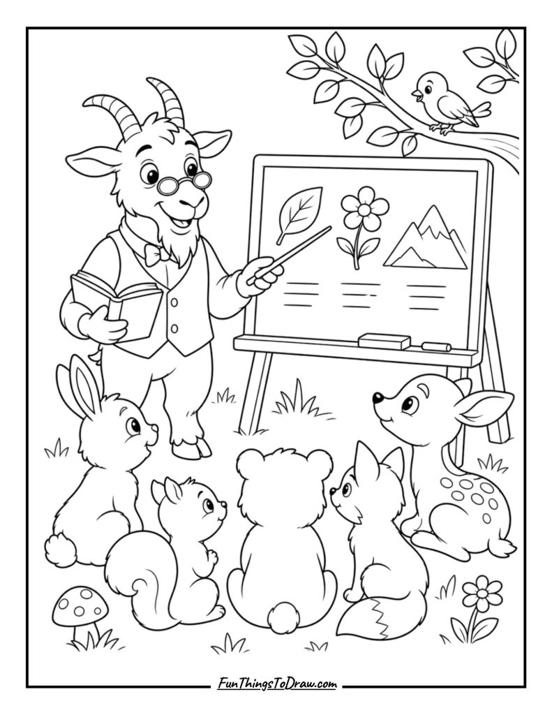 Goat Teacher coloring page