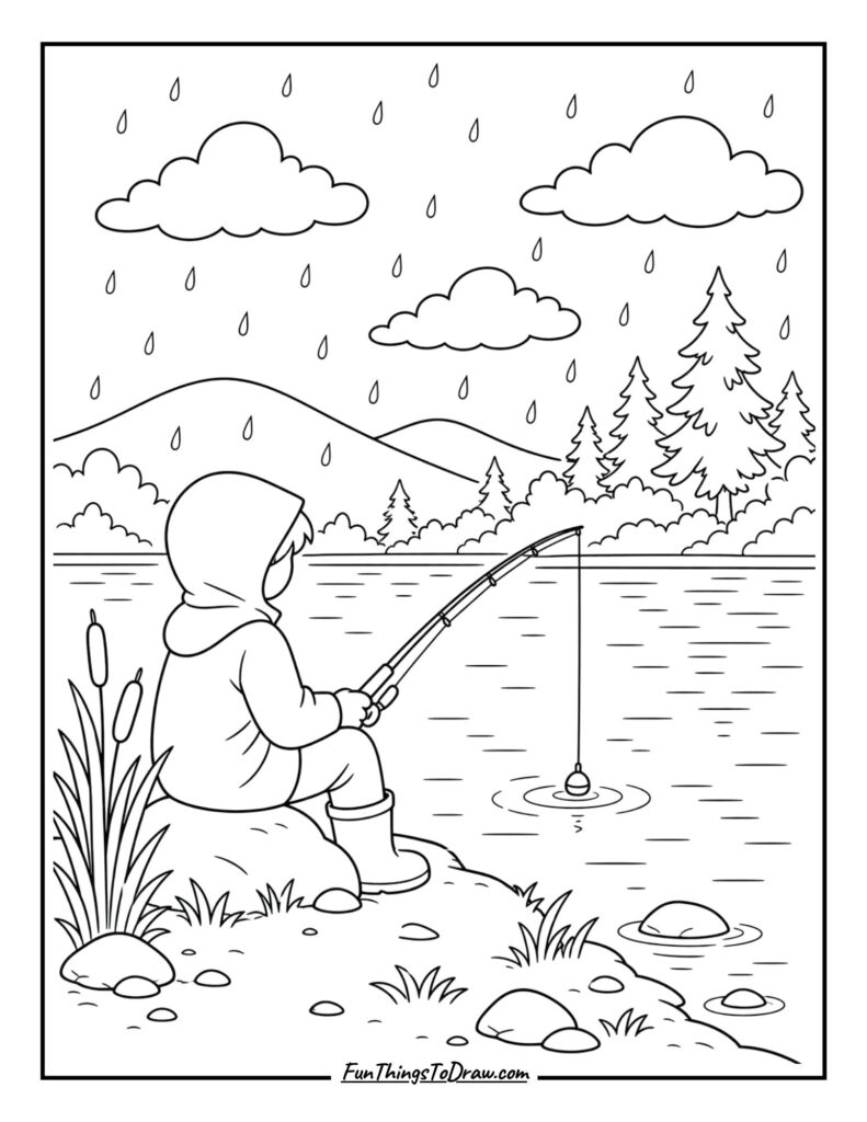 Rainy Day Fishing coloring page