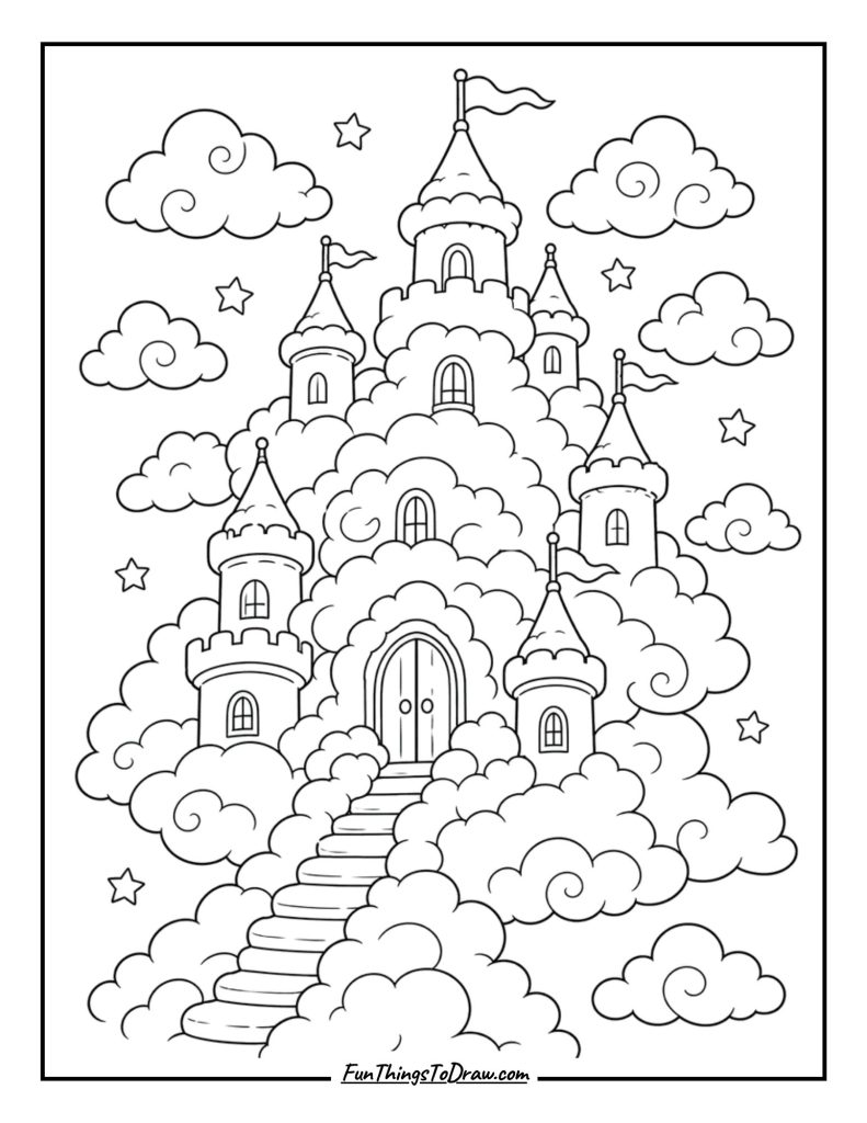 fluffy clouds coloring page