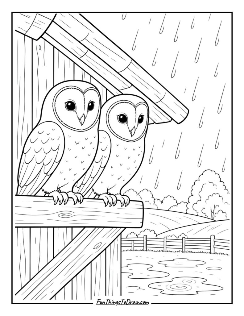Barn Owls in Rain