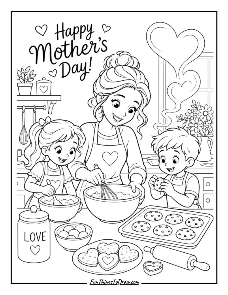 Mom's Cozy Kitchen coloring idea