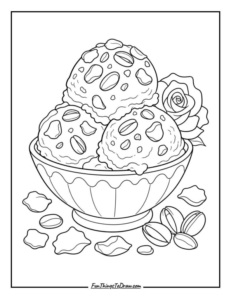 Rosewater Pistachio ice cream coloring page