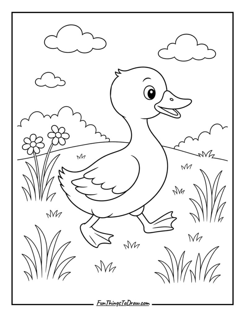 easy duck coloring page for kids