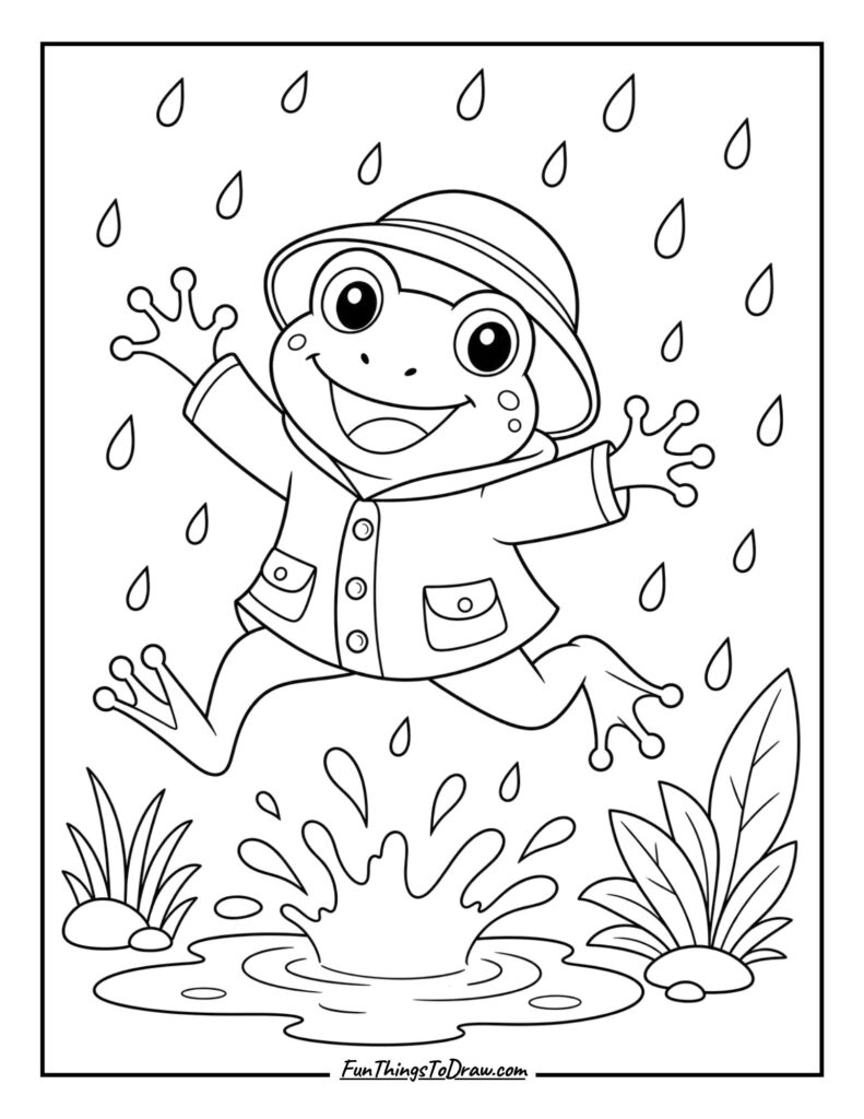 Froggy Fun (Rainy Day Coloring Page for Kids)