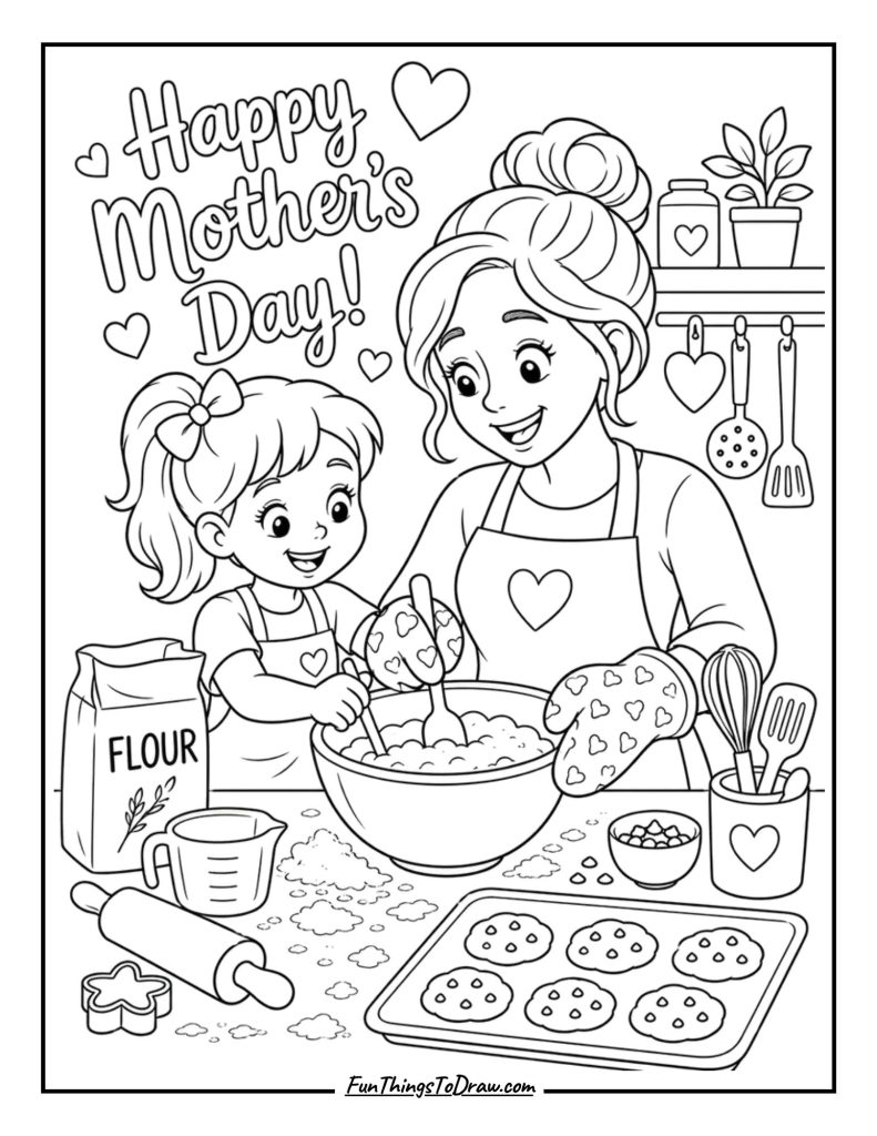 Mom’s Cozy Kitchen coloring sheet