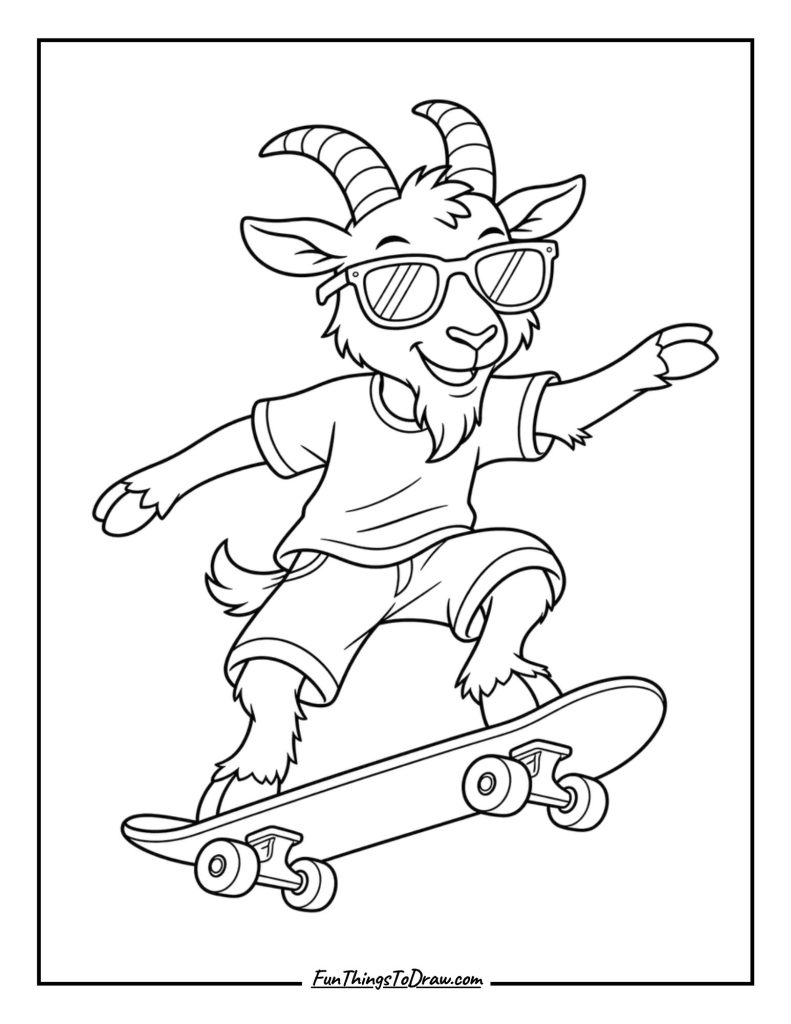 Goat skateboarding
