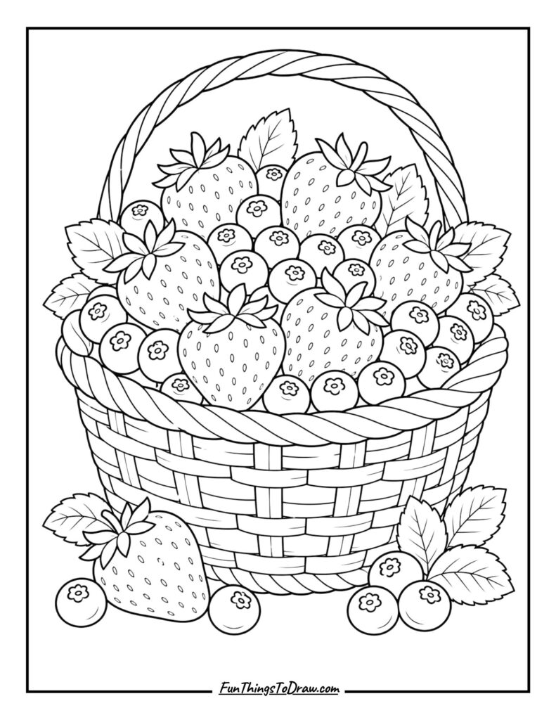 basket of berries coloring sheet