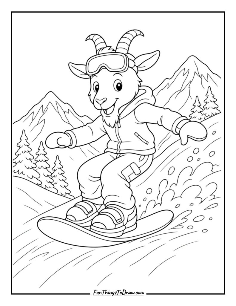Goat enjoying ice sliding