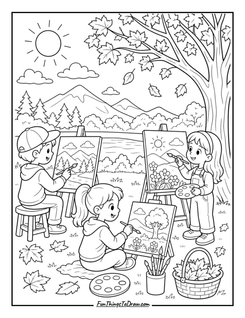 Outdoor Art Class coloring page