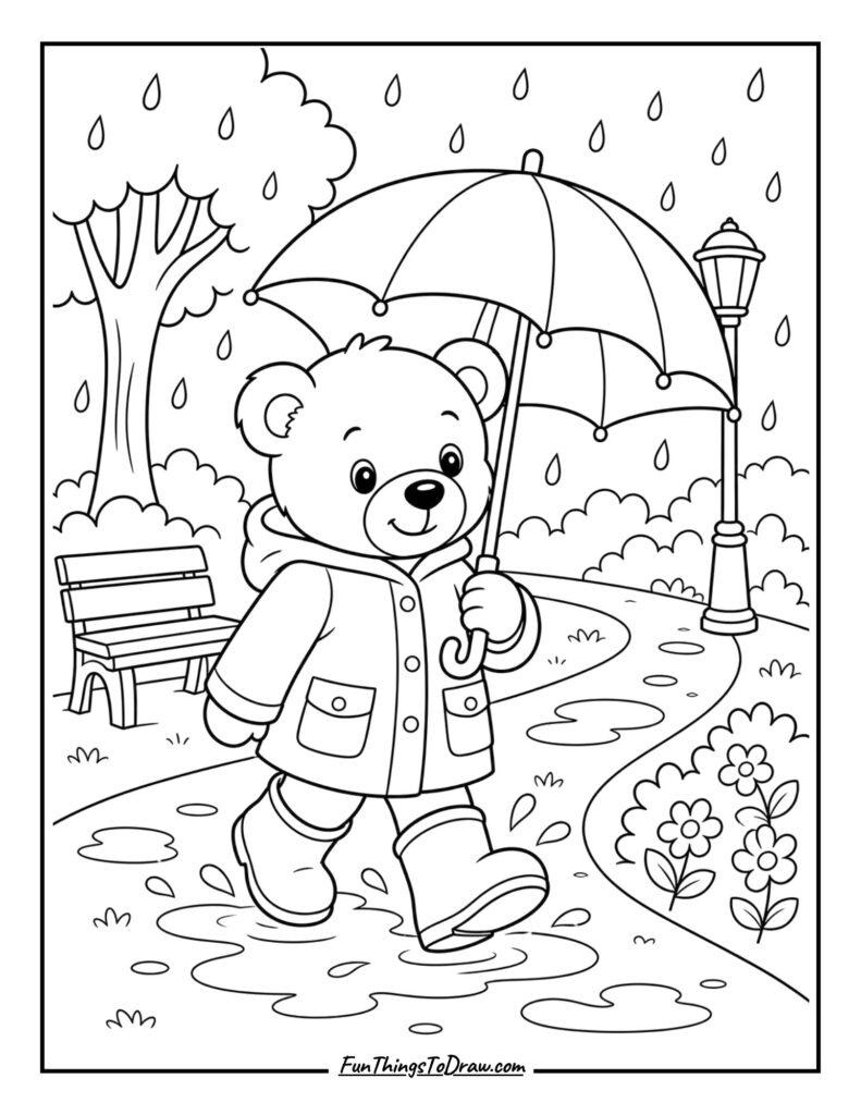 Teddy Bear's Rainy Walk