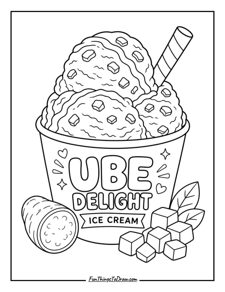 Ube Delight ice cream coloring page
