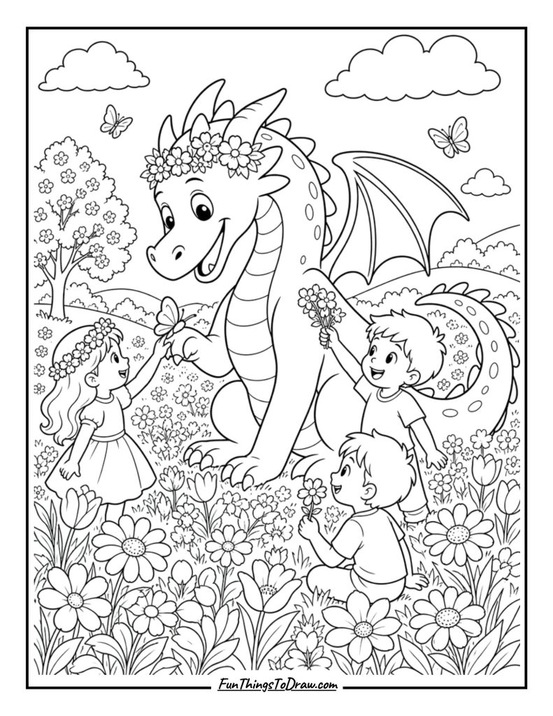 Friendly Dragon in a Field