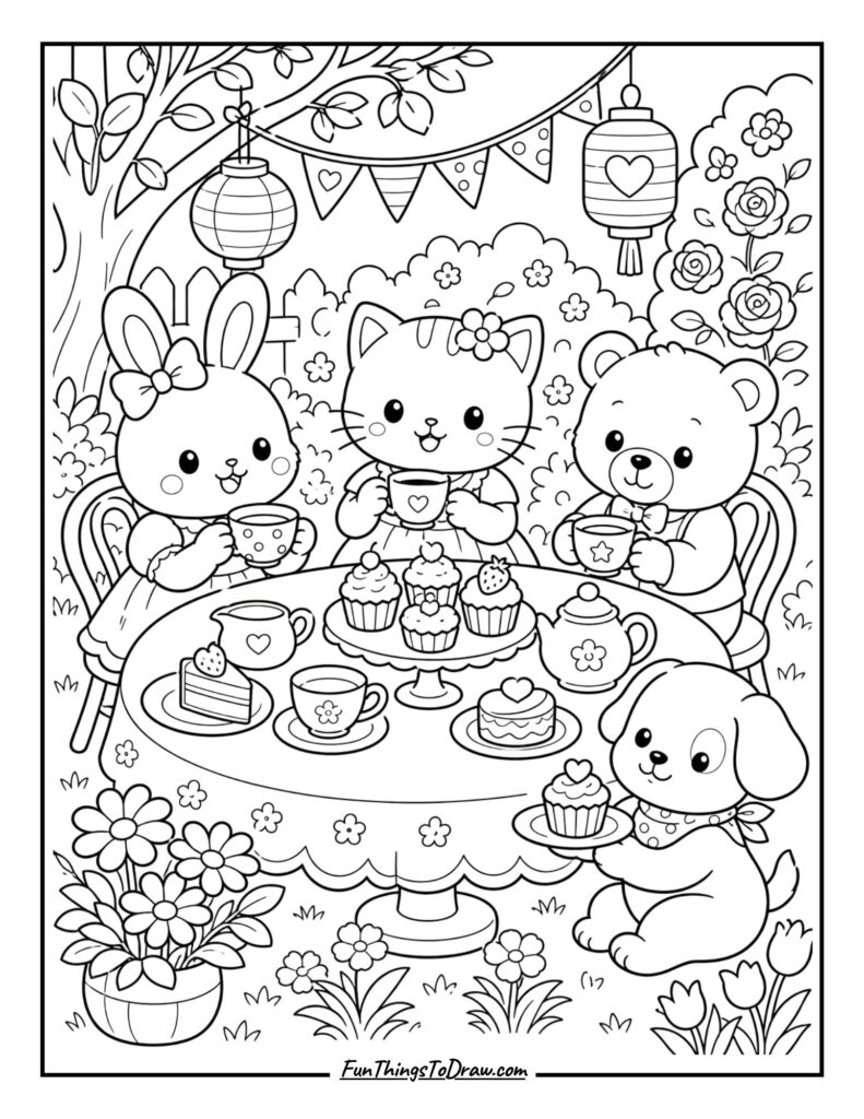 garden party coloring page