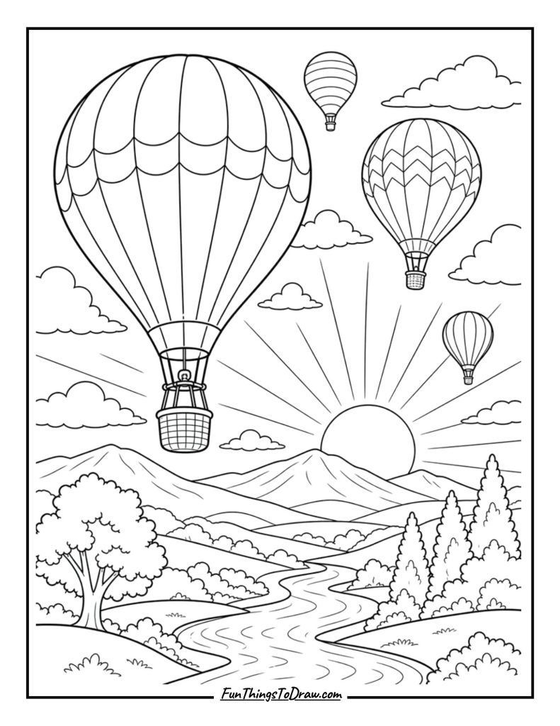 Hot air ballons floating in air
