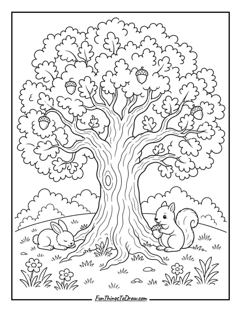 oak tree coloring page