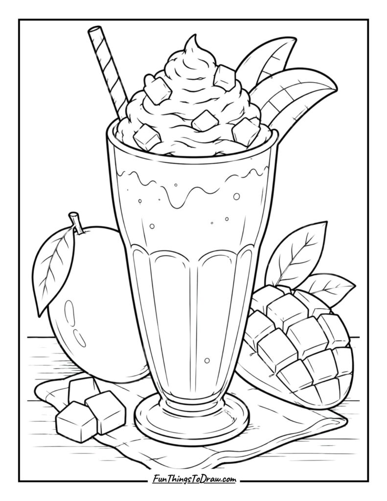 Mango shake coloring page