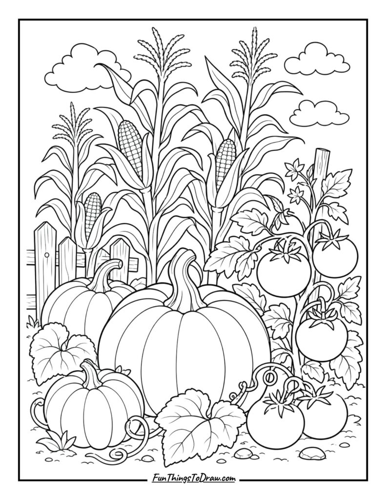 Vegetable patch coloring page