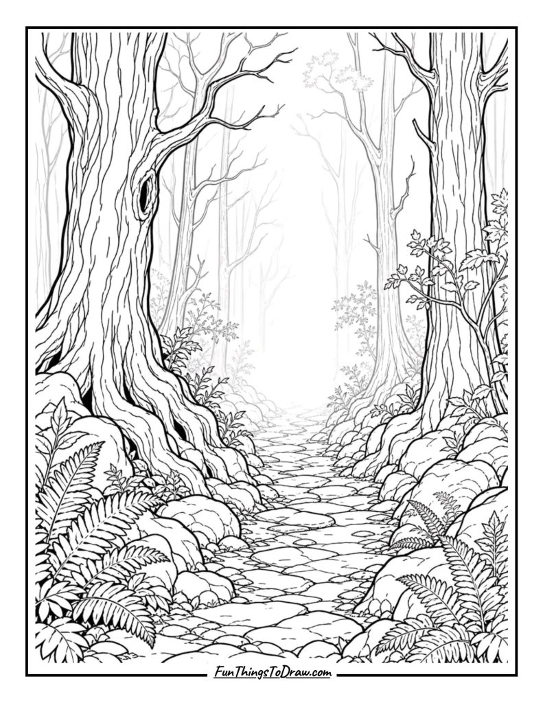 Thikc forest coloring page