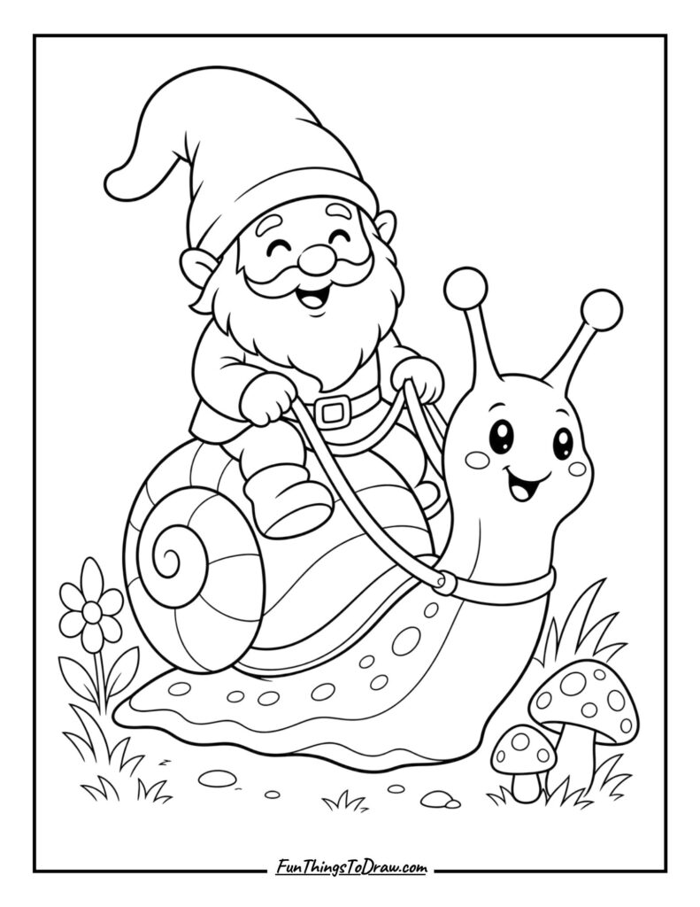 gnome riding snail