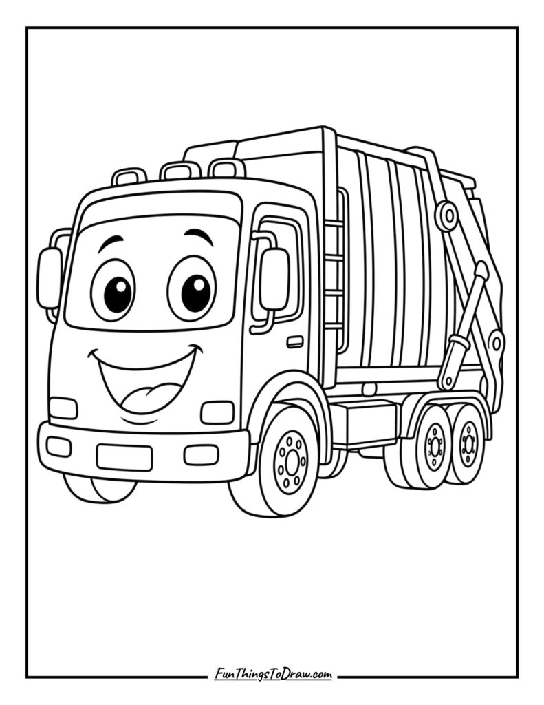Cartoon Garbage Truck with Eyes