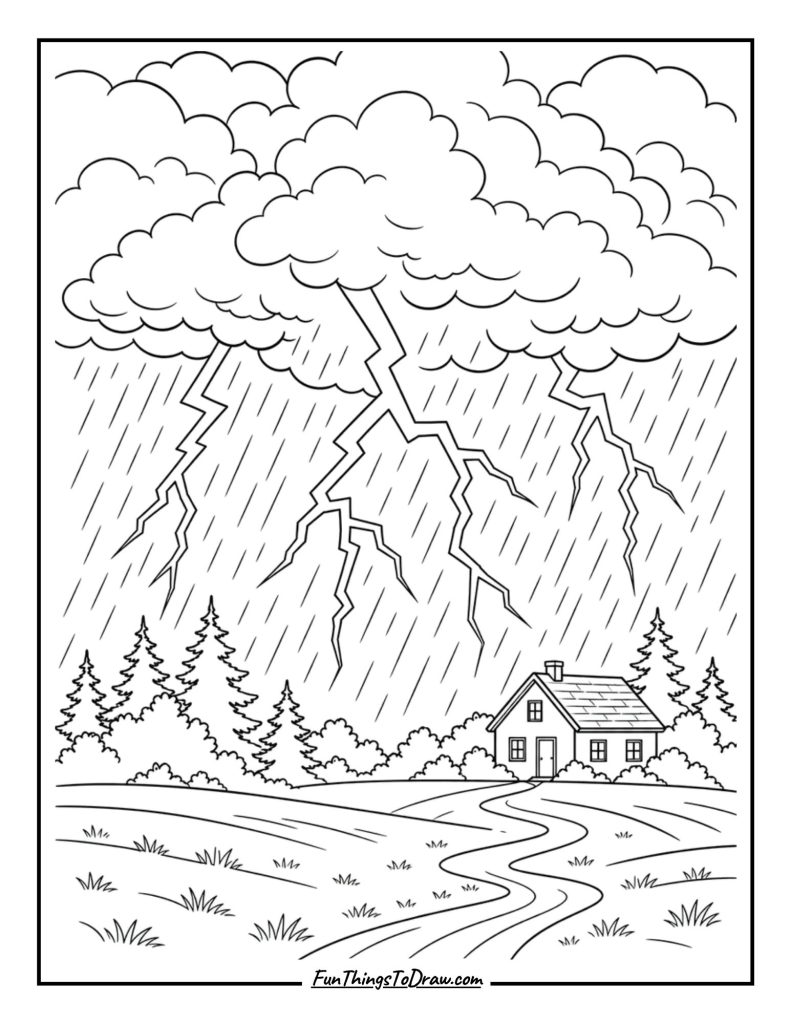 thunder storm coloring page