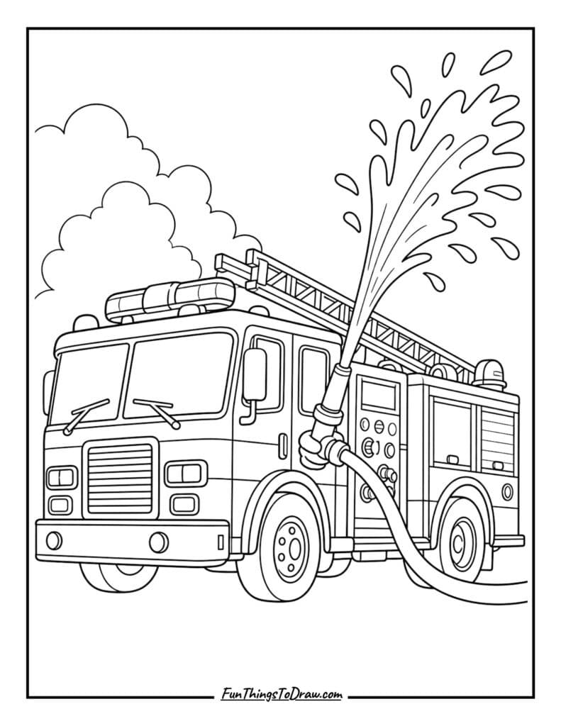 Fire Truck in Action coloring page