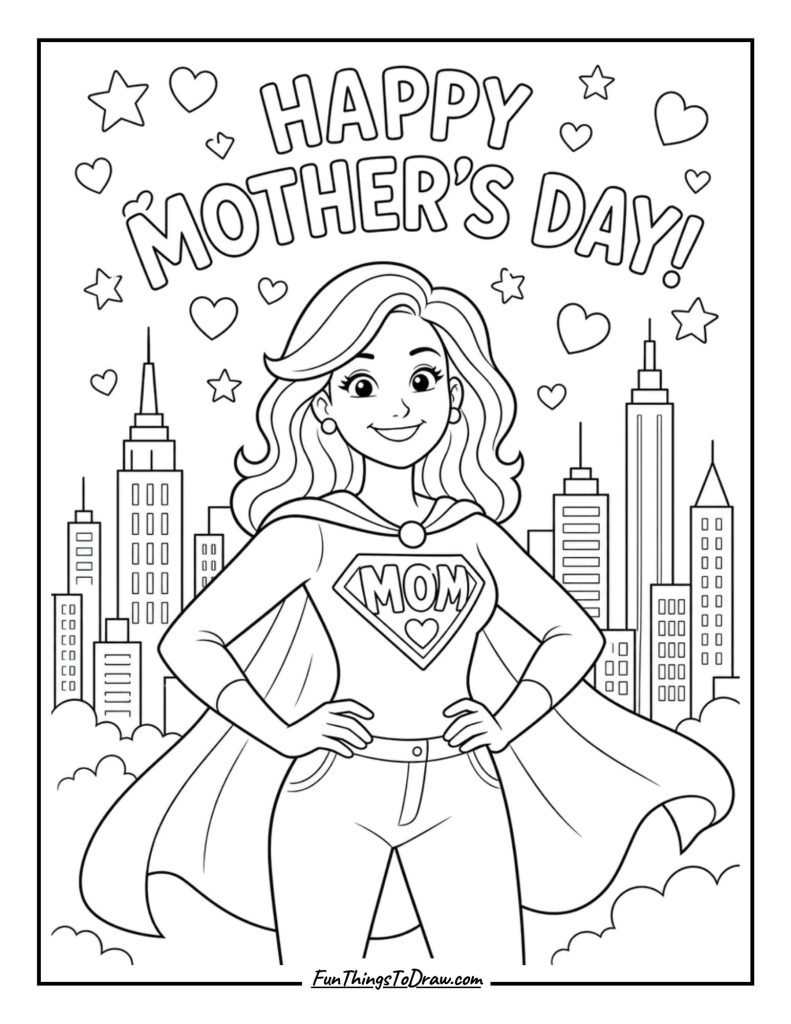 Super Mom coloring sheet