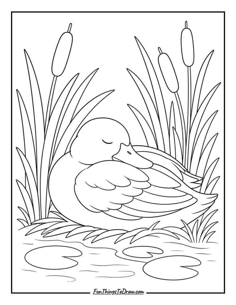 Duck Sleeping coloring page