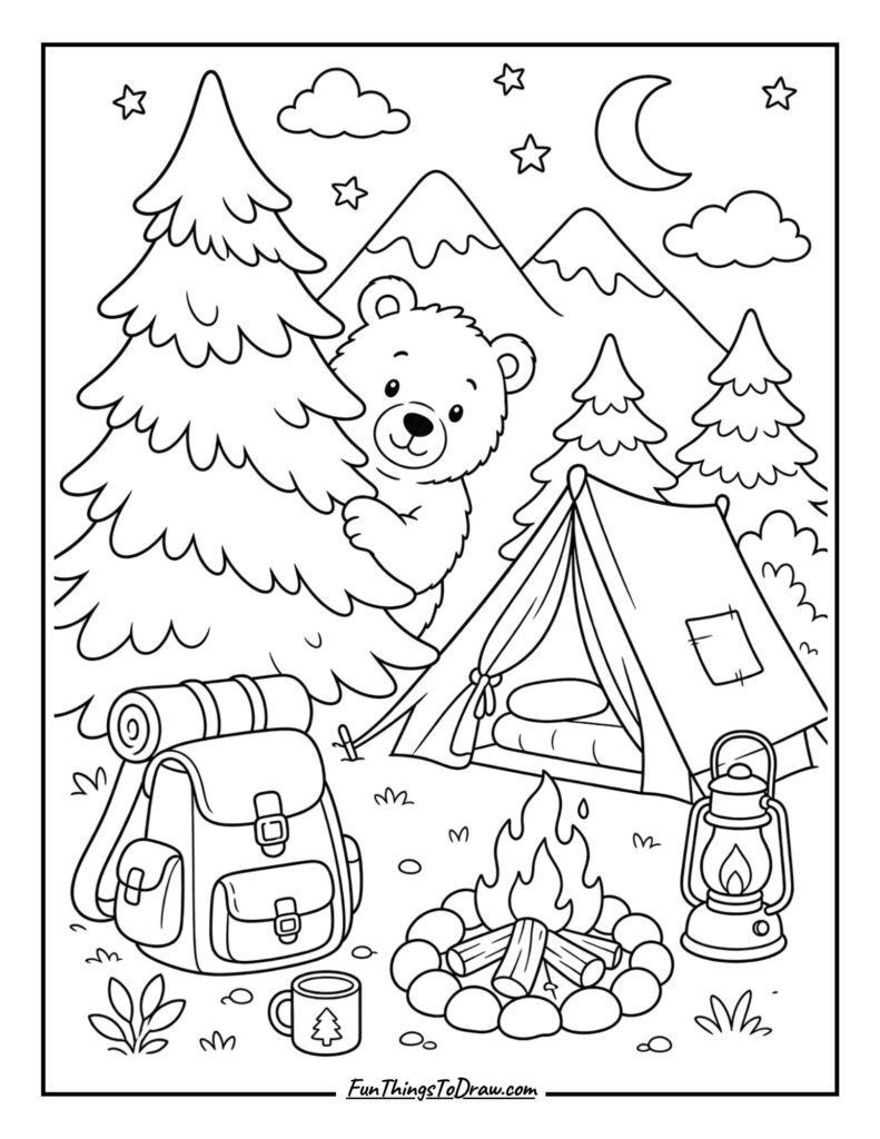Bear in the Woods coloring page