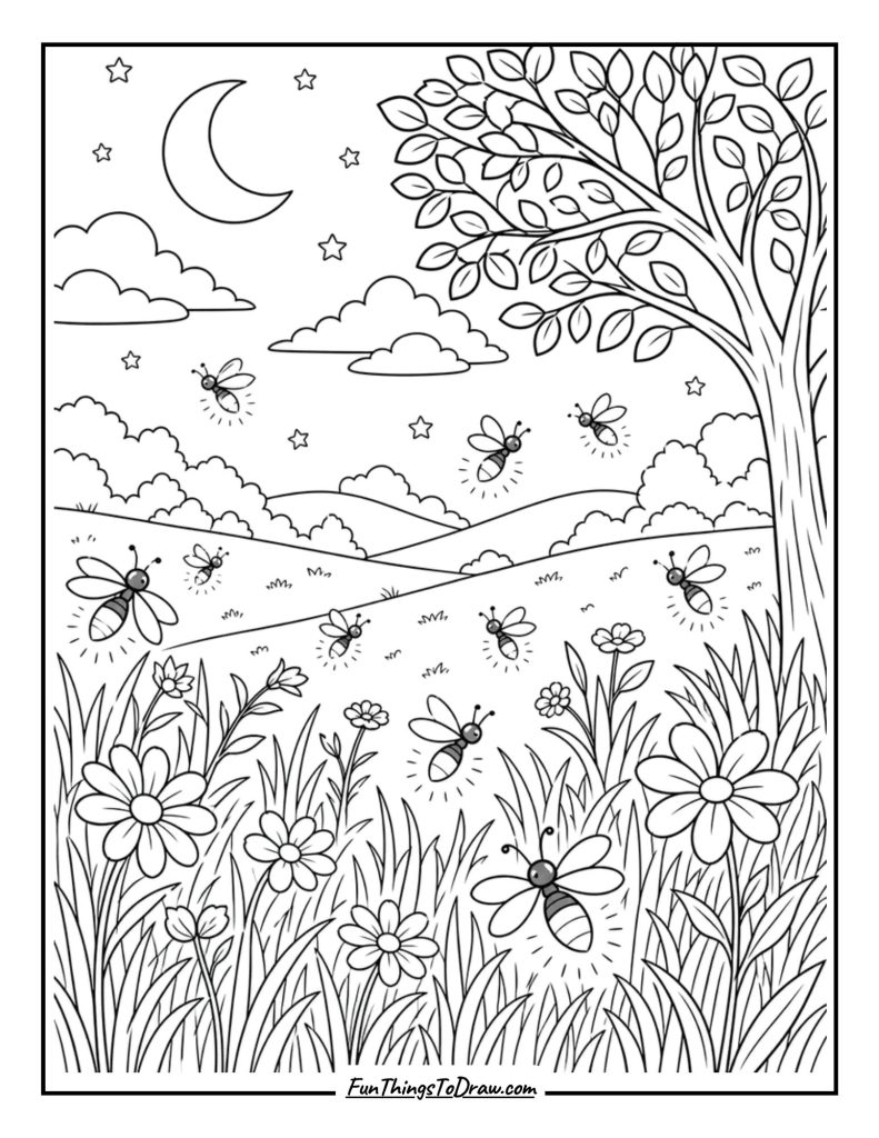 Fireflies at Dusk in June