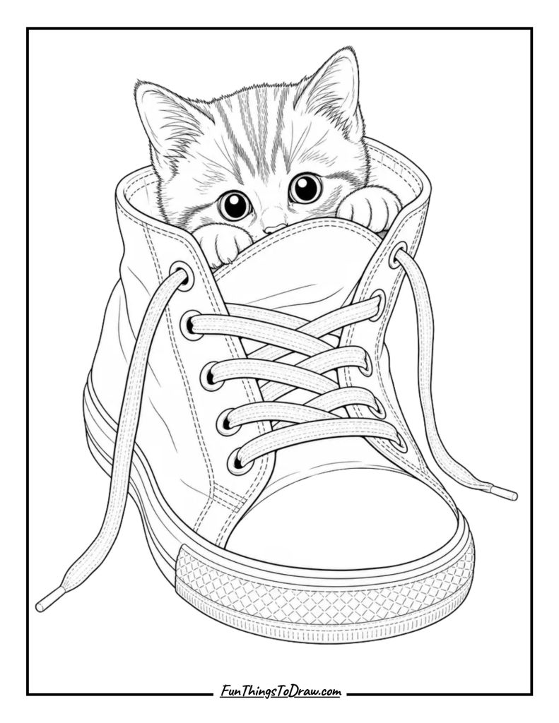 Easy kitten coloring page