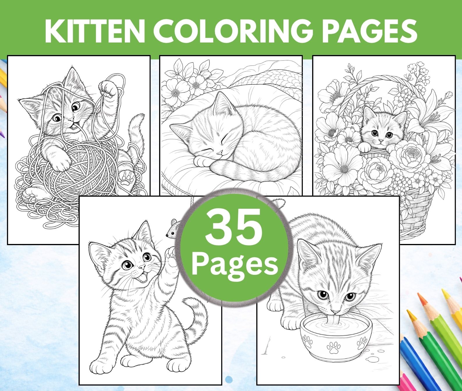 Free Printable Kitten Coloring Pages for adults