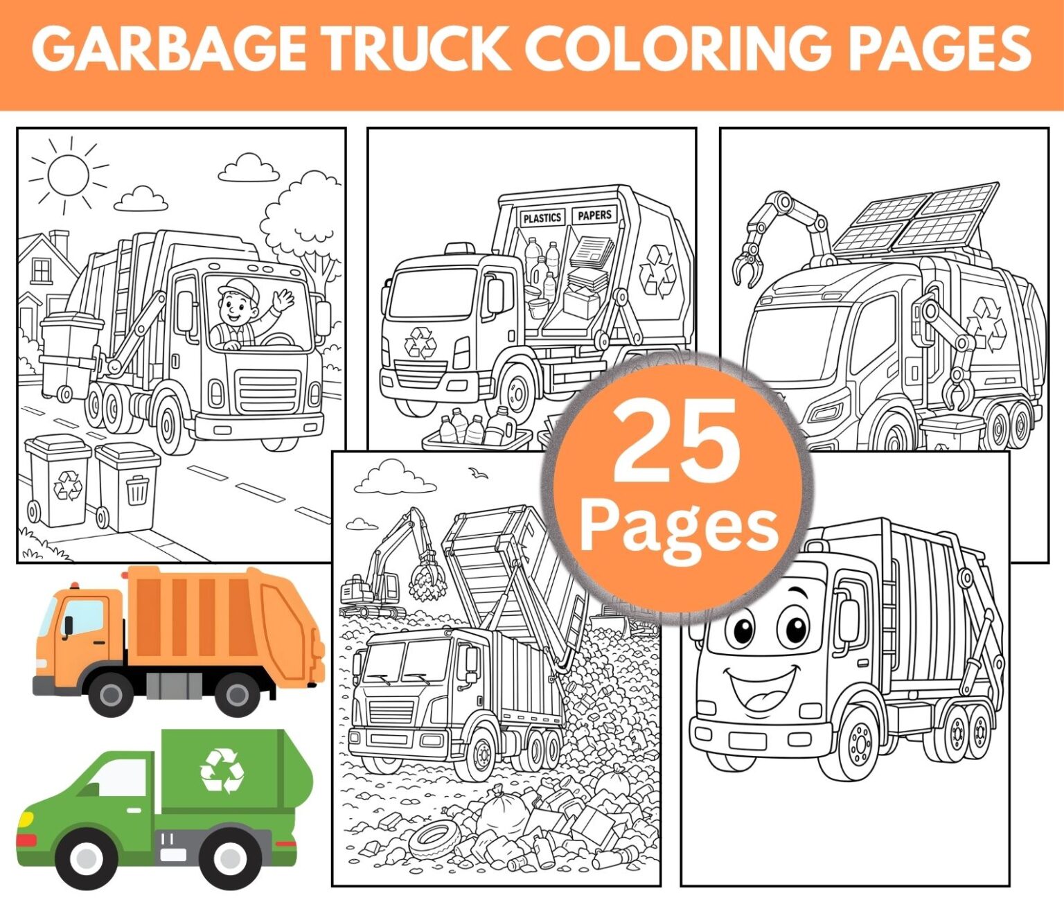 Garbage Truck Coloring Pages (25 Free Printable Sheets) - Fun Things To ...