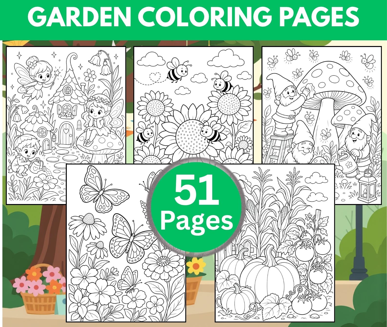 Garden Coloring Pages for adults