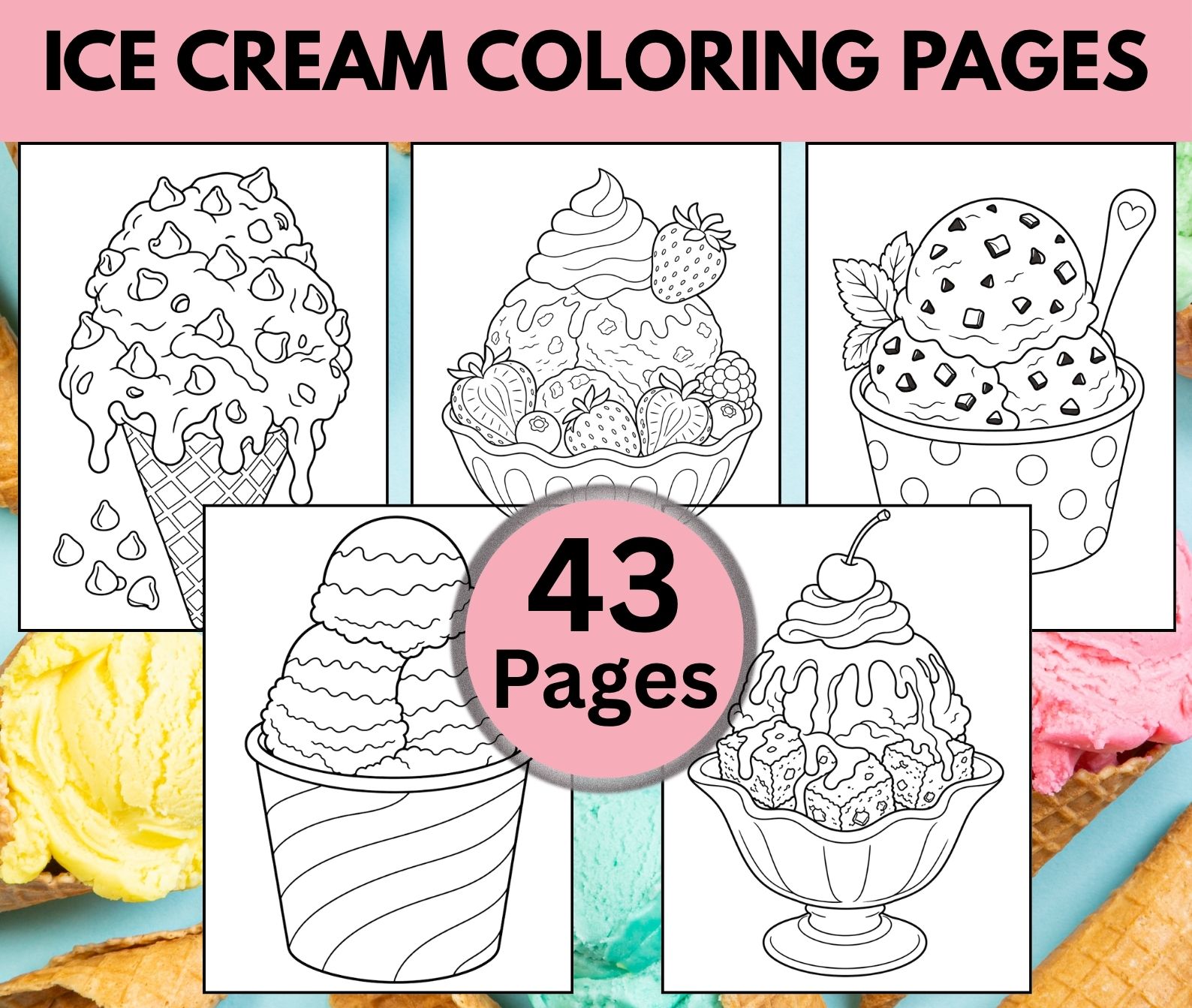 Free Printable Ice Cream Coloring Pages for Adults
