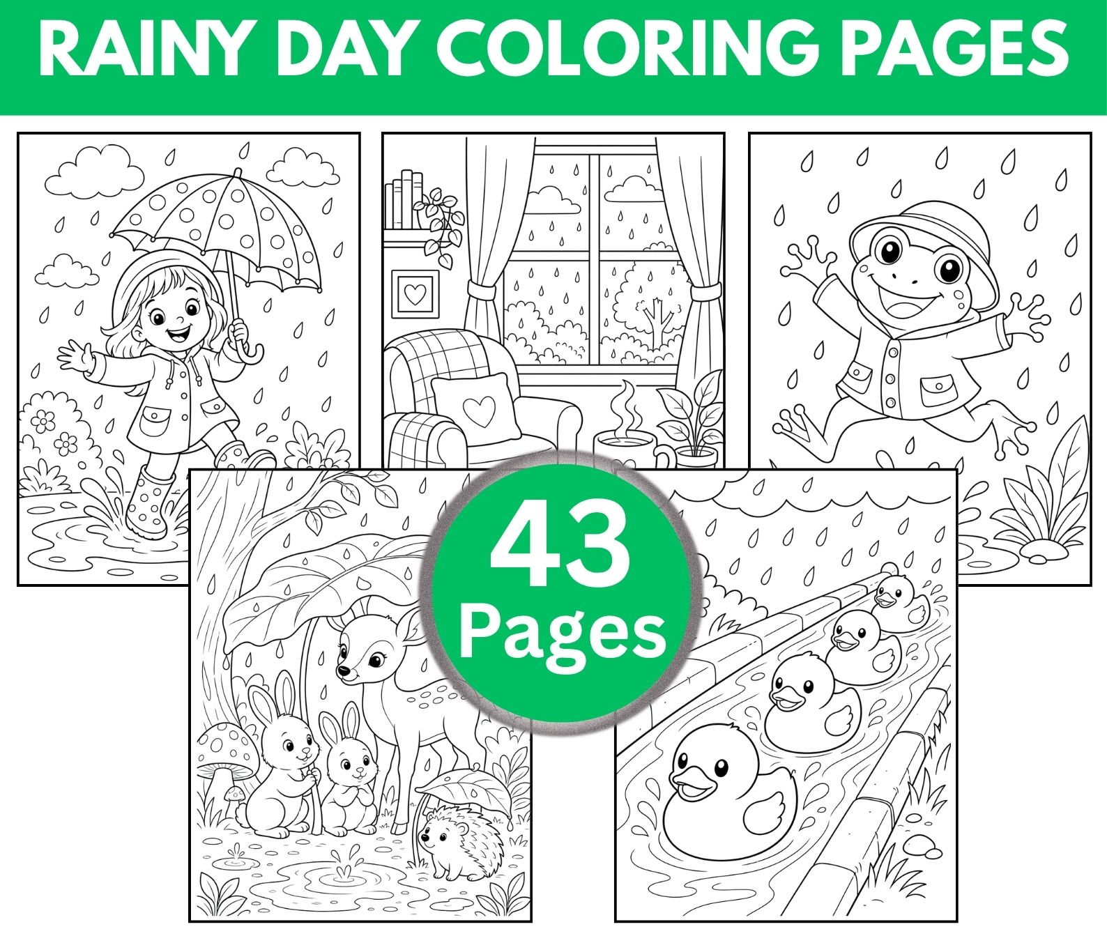 Rainy Day Coloring Pages for Kids