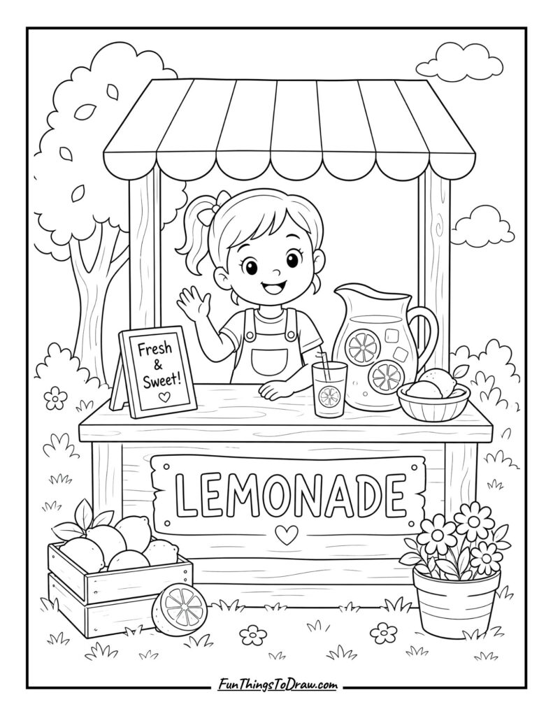 Classic Lemonade Stand Coloring Page