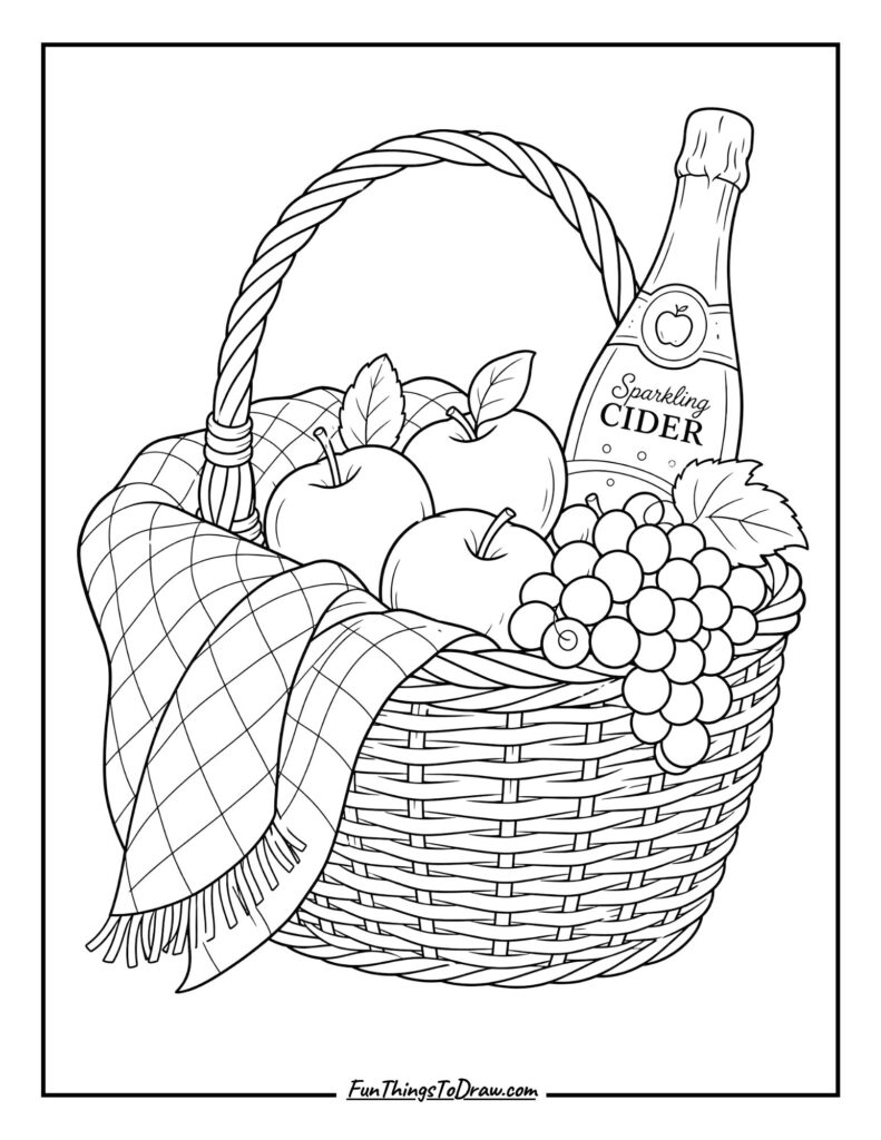 Classic Wicker Basket coloring page