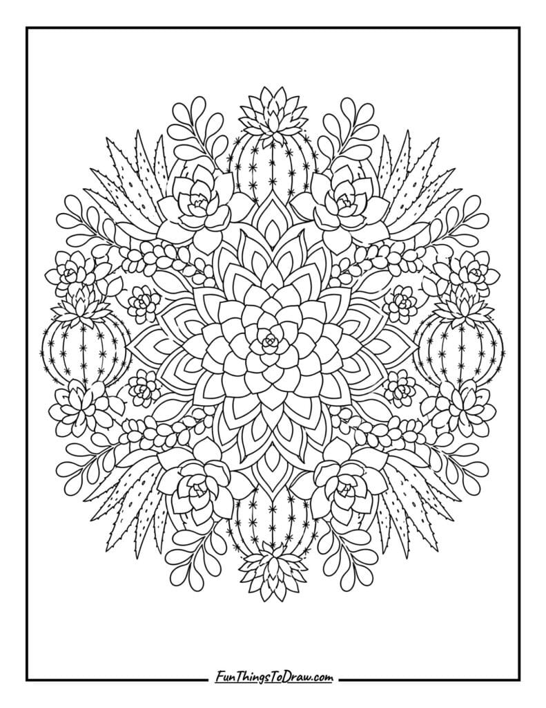 Desert Bloom Mandala coloring page