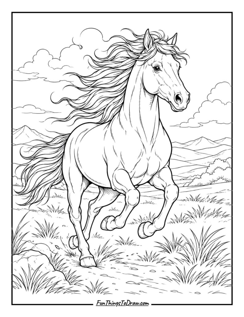 Running Wild Horse coloring page