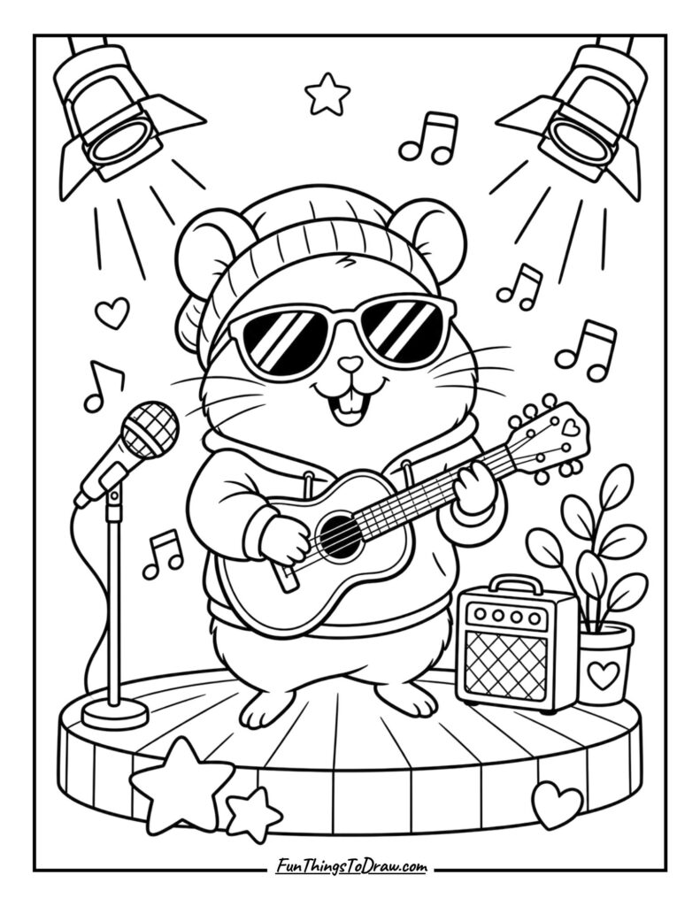 Hamster Musician Playing Guitar