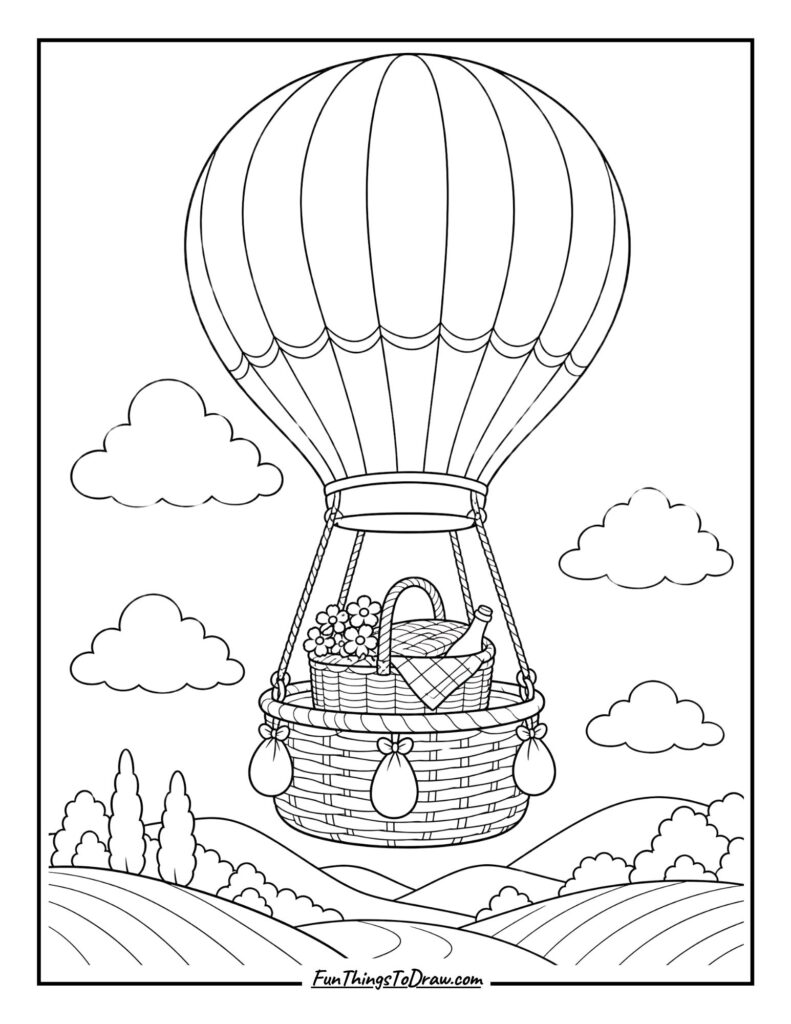 Hot Air Balloon Adventure coloring page