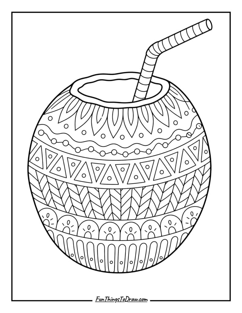 Patterned Coconut coloring page