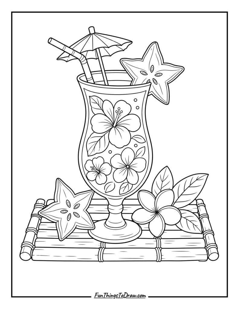 Starfruit Splash Sipper coloring page
