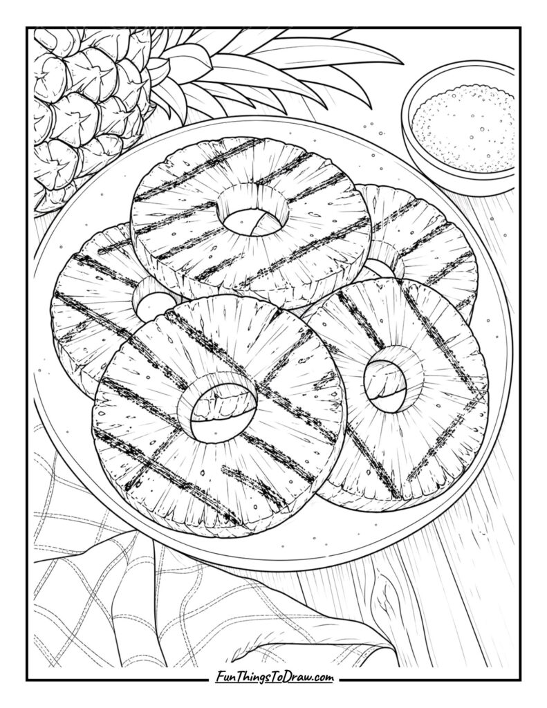 Grilled Pineapple coloring sheet