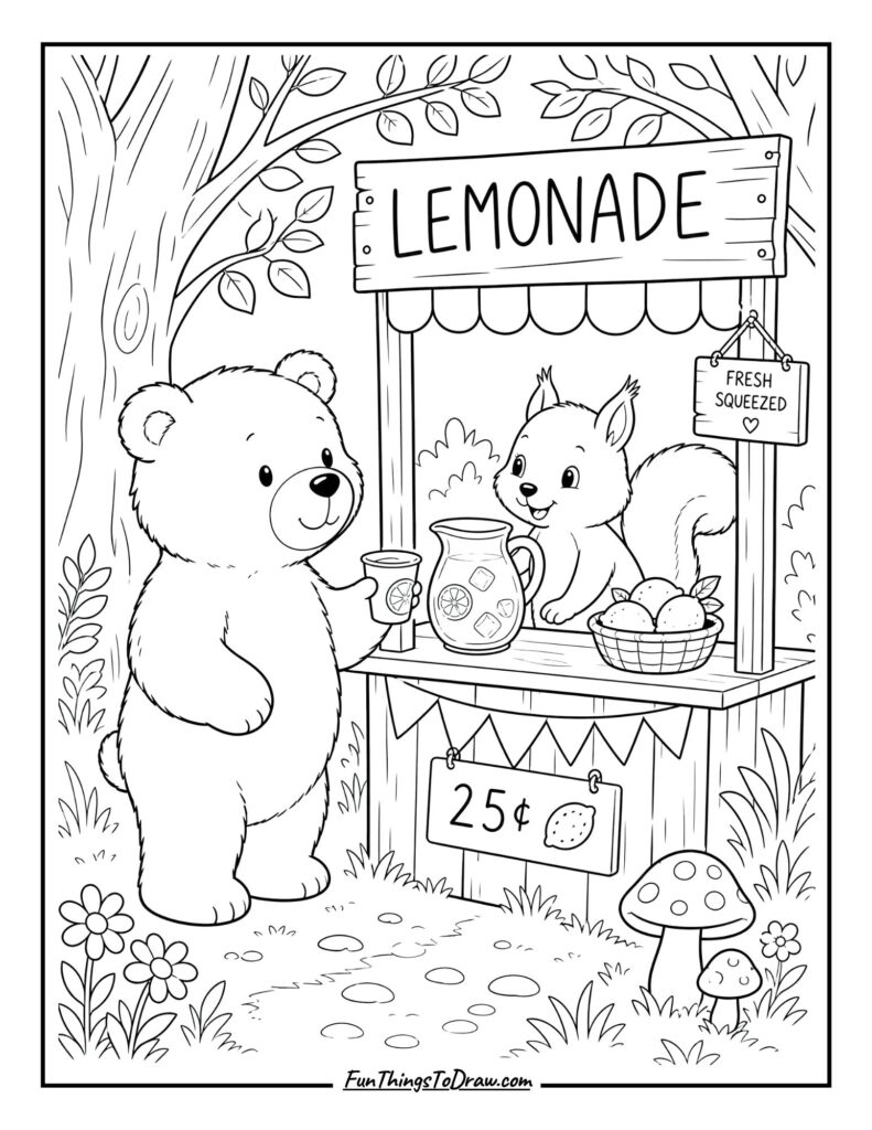 Lemonade Stand with a Bear