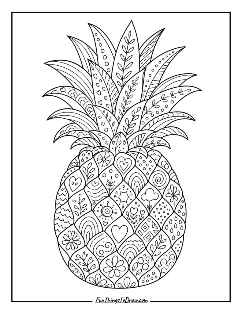 Pineapple Doodle Art coloring page
