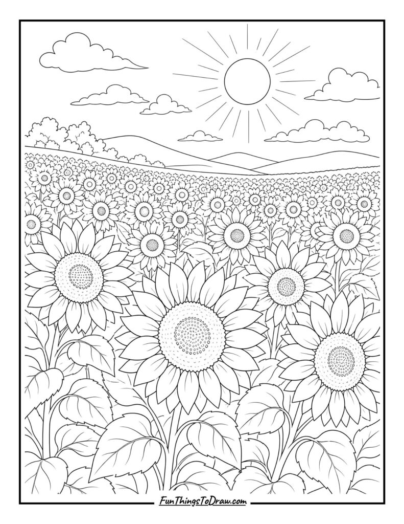 Sunflower Field coloring page