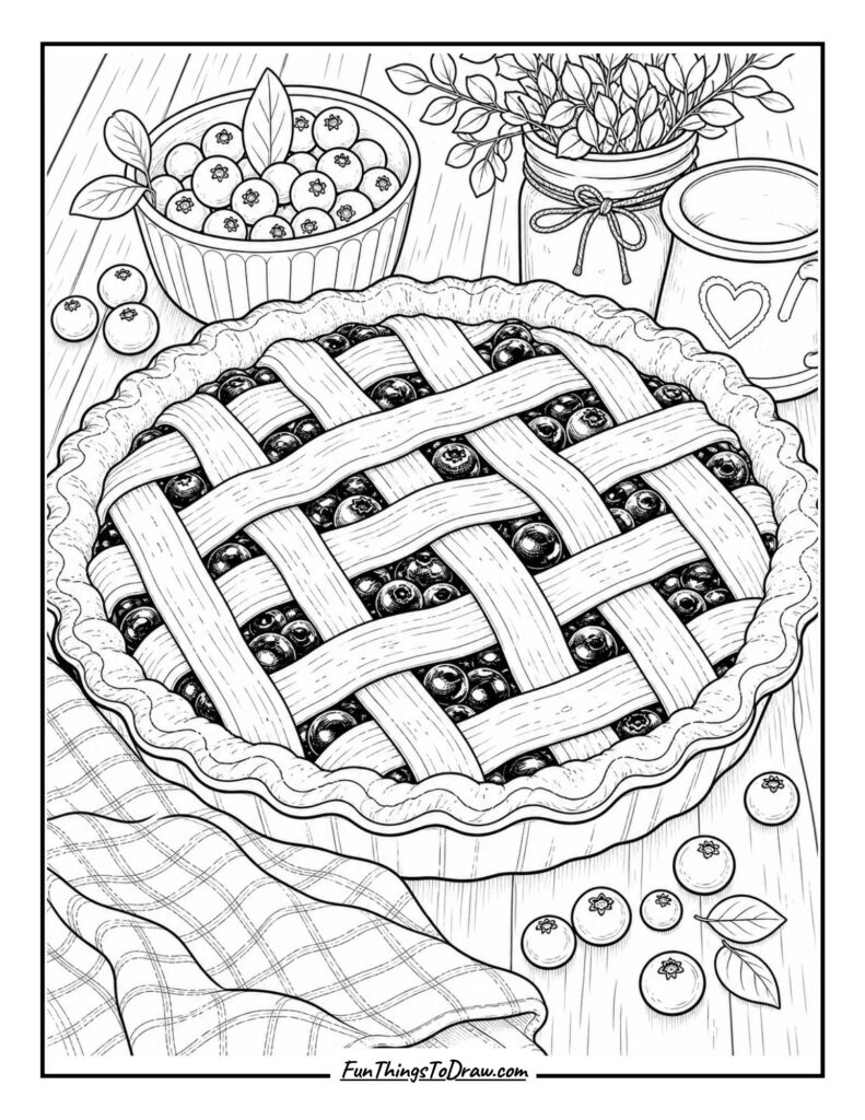 Blueberry Pie (summer food) coloring sheet